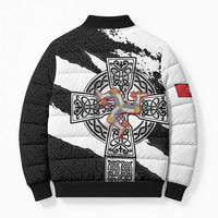 Isle of Man Celtic Cross Bomber Puffer Jacket Triskelion Emblem - Wonder Print Shop