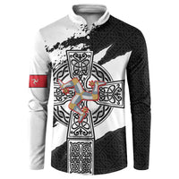 Isle of Man Celtic Cross Button Sweatshirt Triskelion Emblem - Wonder Print Shop