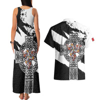 Isle of Man Celtic Cross Couples Matching Tank Maxi Dress and Hawaiian Shirt Triskelion Emblem - Wonder Print Shop