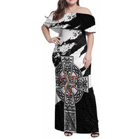 Isle of Man Celtic Cross Family Matching Off Shoulder Maxi Dress and Hawaiian Shirt Triskelion Emblem - Wonder Print Shop