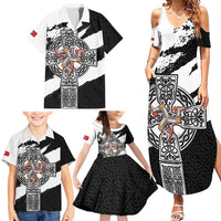 Isle of Man Celtic Cross Family Matching Summer Maxi Dress and Hawaiian Shirt Triskelion Emblem - Wonder Print Shop