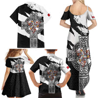 Isle of Man Celtic Cross Family Matching Summer Maxi Dress and Hawaiian Shirt Triskelion Emblem - Wonder Print Shop