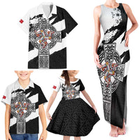 Isle of Man Celtic Cross Family Matching Tank Maxi Dress and Hawaiian Shirt Triskelion Emblem - Wonder Print Shop