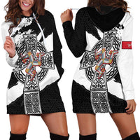 Isle of Man Celtic Cross Hoodie Dress Triskelion Emblem - Wonder Print Shop
