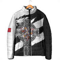 Isle of Man Celtic Cross Padded Jacket Triskelion Emblem - Wonder Print Shop