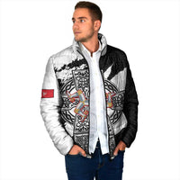 Isle of Man Celtic Cross Padded Jacket Triskelion Emblem - Wonder Print Shop