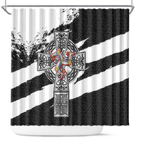 Isle of Man Celtic Cross Shower Curtain Triskelion Emblem - Wonder Print Shop