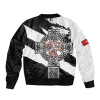 Isle of Man Celtic Cross Sleeve Zip Bomber Jacket Triskelion Emblem - Wonder Print Shop
