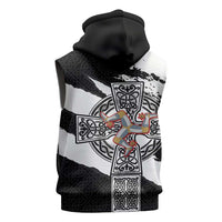 Isle of Man Celtic Cross Sleeveless Hoodie Triskelion Emblem - Wonder Print Shop