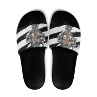 Isle of Man Celtic Cross Slide Sandals Triskelion Emblem - Wonder Print Shop