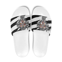 Isle of Man Celtic Cross Slide Sandals Triskelion Emblem - Wonder Print Shop