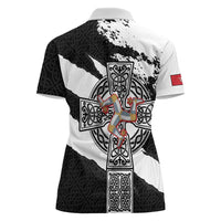 Isle of Man Celtic Cross Women Polo Shirt Triskelion Emblem - Wonder Print Shop