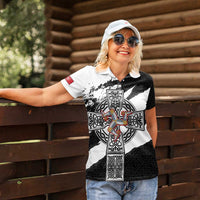 Isle of Man Celtic Cross Women Polo Shirt Triskelion Emblem - Wonder Print Shop