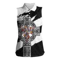 Isle of Man Celtic Cross Women Sleeveless Polo Shirt Triskelion Emblem - Wonder Print Shop