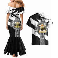 Cornwall Celtic Cross Couples Matching Mermaid Dress and Hawaiian Shirt Coat Of Arms - Wonder Print Shop