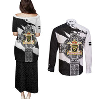 Cornwall Celtic Cross Couples Matching Puletasi and Long Sleeve Button Shirt Coat Of Arms - Wonder Print Shop