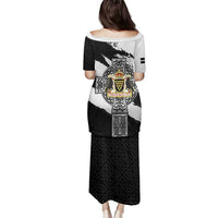 Cornwall Celtic Cross Family Matching Puletasi and Hawaiian Shirt Coat Of Arms - Wonder Print Shop