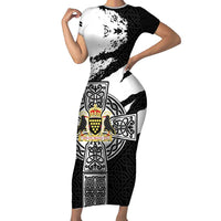 Cornwall Celtic Cross Family Matching Short Sleeve Bodycon Dress and Hawaiian Shirt Coat Of Arms - Wonder Print Shop