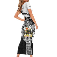 Cornwall Celtic Cross Family Matching Short Sleeve Bodycon Dress and Hawaiian Shirt Coat Of Arms - Wonder Print Shop