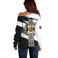Cornwall Celtic Cross Off Shoulder Sweater Coat Of Arms - Wonder Print Shop