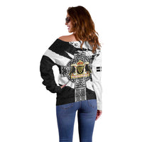 Cornwall Celtic Cross Off Shoulder Sweater Coat Of Arms - Wonder Print Shop