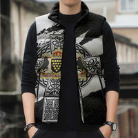 Cornwall Celtic Cross Sleeveless Puffer Jacket Coat Of Arms - Wonder Print Shop