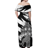 Brittany Celtic Cross Off Shoulder Maxi Dress Celtic Pattern - Wonder Print Shop
