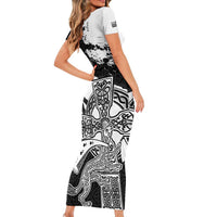 Brittany Celtic Cross Short Sleeve Bodycon Dress Celtic Pattern - Wonder Print Shop