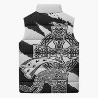 Brittany Celtic Cross Sleeveless Puffer Jacket Celtic Pattern - Wonder Print Shop