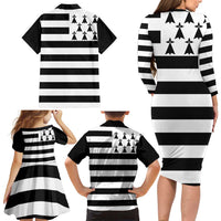 Brittany Flag Style Family Matching Long Sleeve Bodycon Dress and Hawaiian Shirt Kentoch Mervel Eget Bezan Saotret - Wonder Print Shop