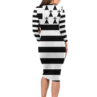 Brittany Flag Style Family Matching Long Sleeve Bodycon Dress and Hawaiian Shirt Kentoch Mervel Eget Bezan Saotret - Wonder Print Shop