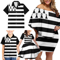 Brittany Flag Style Family Matching Off Shoulder Short Dress and Hawaiian Shirt Kentoch Mervel Eget Bezan Saotret - Wonder Print Shop