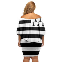 Brittany Flag Style Family Matching Off Shoulder Short Dress and Hawaiian Shirt Kentoch Mervel Eget Bezan Saotret - Wonder Print Shop