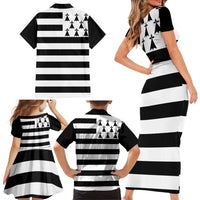 Brittany Flag Style Family Matching Short Sleeve Bodycon Dress and Hawaiian Shirt Kentoch Mervel Eget Bezan Saotret - Wonder Print Shop