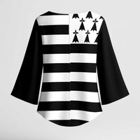 Brittany Flag Style Kimono Sleeve Blouse Kentoch Mervel Eget Bezan Saotret - Wonder Print Shop