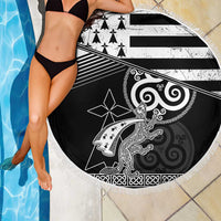 Brittany Ermine Celtic Beach Blanket Black Celtic Triskels - Wonder Print Shop