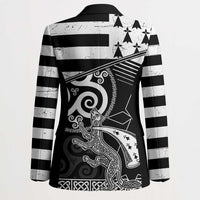Brittany Ermine Celtic Blazer Black Celtic Triskels - Wonder Print Shop