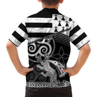 Brittany Ermine Celtic Family Matching Long Sleeve Bodycon Dress and Hawaiian Shirt Black Celtic Triskels - Wonder Print Shop