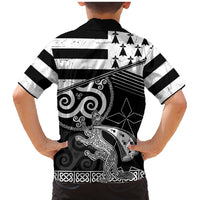 Brittany Ermine Celtic Family Matching Mermaid Dress and Hawaiian Shirt Black Celtic Triskels - Wonder Print Shop