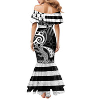 Brittany Ermine Celtic Family Matching Mermaid Dress and Hawaiian Shirt Black Celtic Triskels - Wonder Print Shop