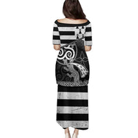 Brittany Ermine Celtic Family Matching Puletasi and Hawaiian Shirt Black Celtic Triskels - Wonder Print Shop