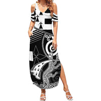 Brittany Ermine Celtic Family Matching Summer Maxi Dress and Hawaiian Shirt Black Celtic Triskels - Wonder Print Shop