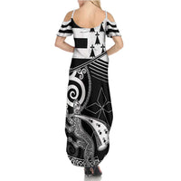 Brittany Ermine Celtic Family Matching Summer Maxi Dress and Hawaiian Shirt Black Celtic Triskels - Wonder Print Shop
