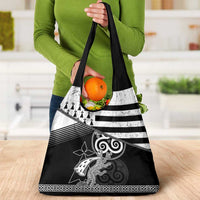 Brittany Ermine Celtic Grocery Bag Black Celtic Triskels - Wonder Print Shop