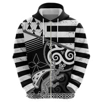 Brittany Ermine Celtic Hoodie Black Celtic Triskels - Wonder Print Shop