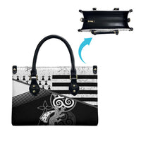 Brittany Ermine Celtic Leather Bag Black Celtic Triskels - Wonder Print Shop