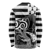 Brittany Ermine Celtic Long Sleeve Shirt Black Celtic Triskels - Wonder Print Shop