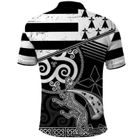 Brittany Ermine Celtic Polo Shirt Black Celtic Triskels - Wonder Print Shop