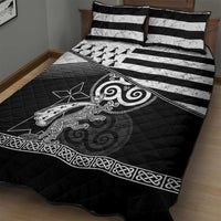 Brittany Ermine Celtic Quilt Bed Set Black Celtic Triskels - Wonder Print Shop