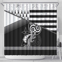 Brittany Ermine Celtic Shower Curtain Black Celtic Triskels - Wonder Print Shop